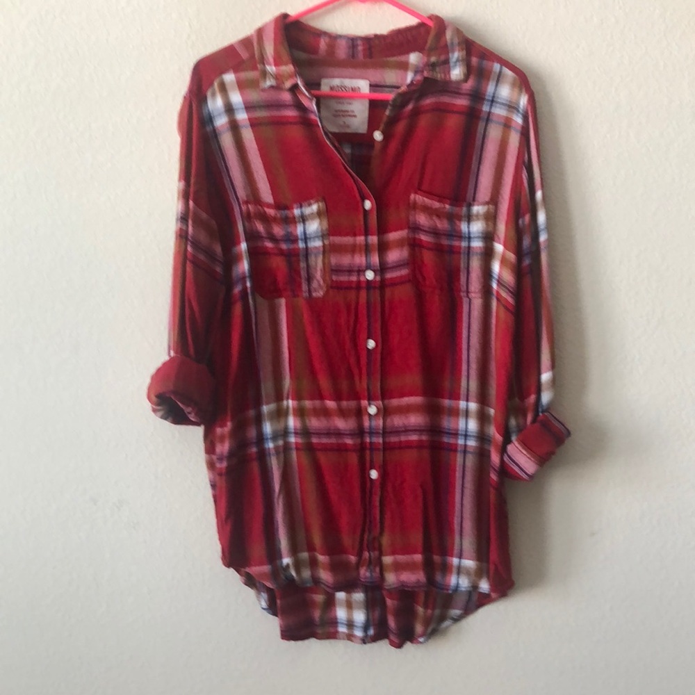 Long Mossimo Red Plaid Flannel